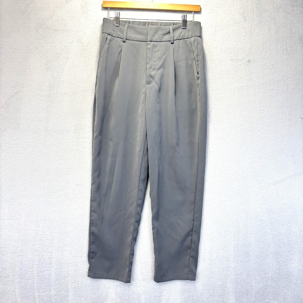Halara Pleated Dress Pants Womens Medium Gray Stretch Pockets Office Comfy‎